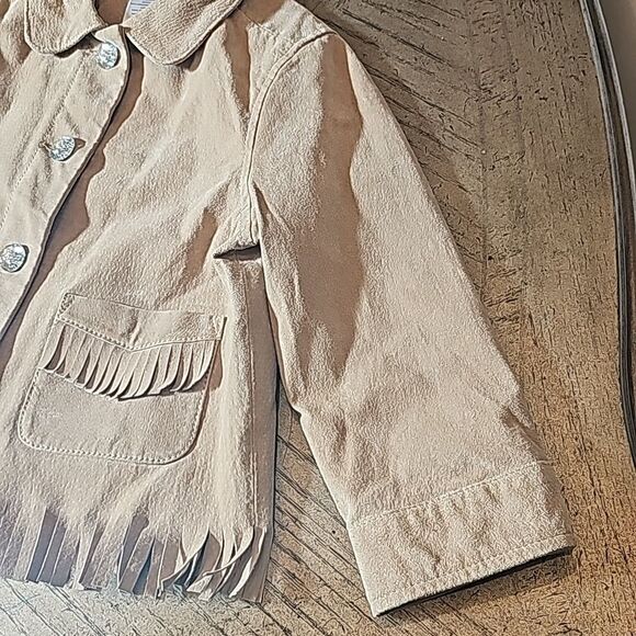 Tan cowgirl suede leather fringe jacket size 3-4 Gymboree - Picture 5 of 10